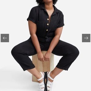Mate the Label - Linen Short Sleeve Jumpsuit - Black